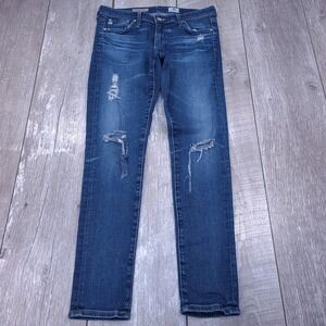 AG Adriano Goldschmied The Legging Ankle Jeans Women 28 Blue Distressed Skinny